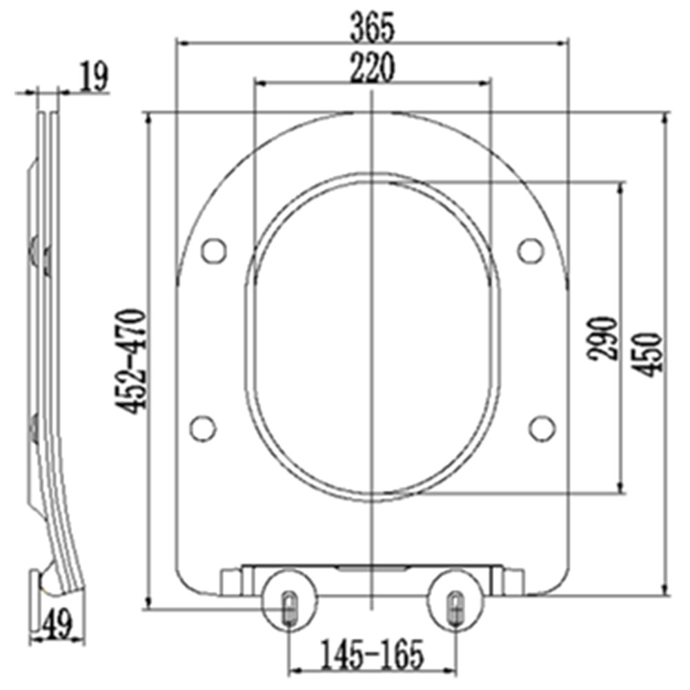 Schmaler Design-Universal-D-förmiger weißer Toilettensitzbezug nach europäischem Standard