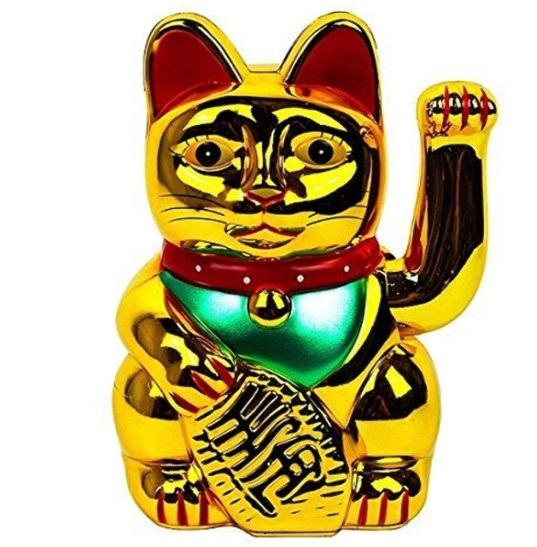 Keramik Maneki Neko Glückskatze mit winkendem Arm