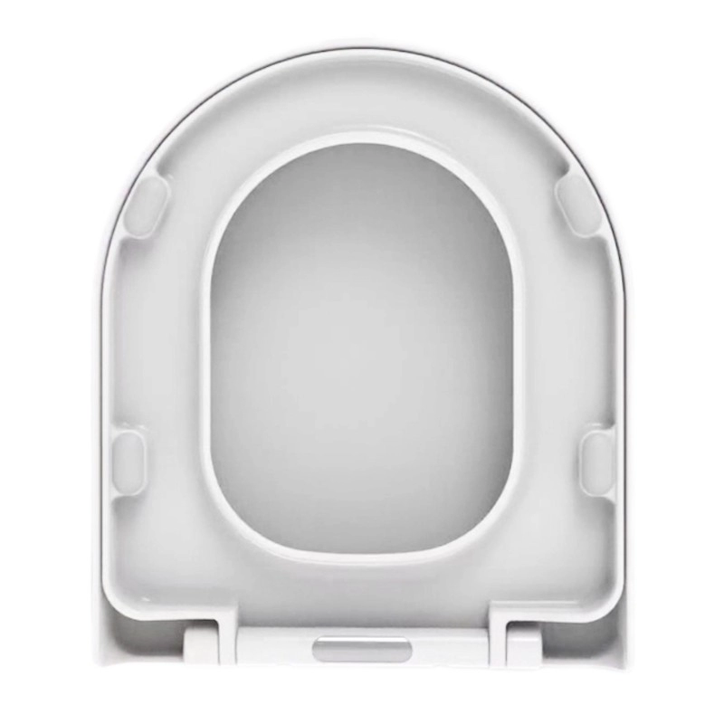 Strapazierfähiger, würfelförmiger Toilettensitzbezug in Wickeloptik, weißer, länglicher Toilettensitz