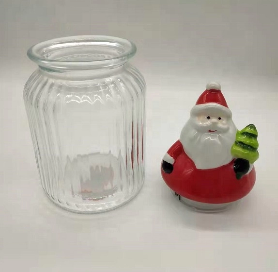 Glasbehälter Lebensmitteldose mit Keramikdeckel Weihnachtsmannform