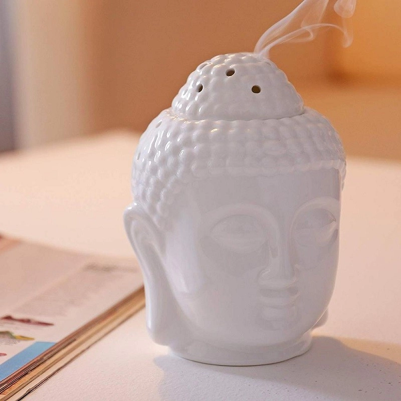 Peaceful Buddha Head Aroma Ceramic Oil Burner Essential Lufterfrischer