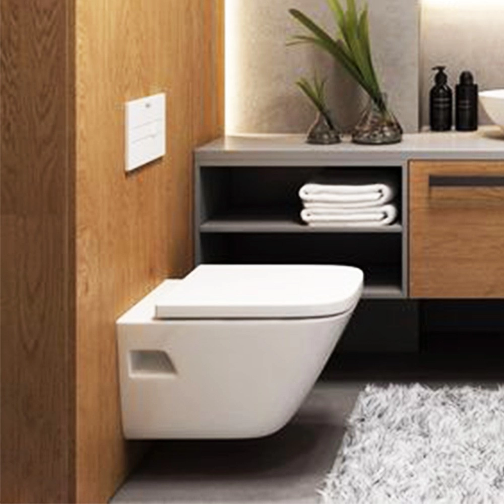 Rechteckige WC-Deckelabdeckung, weiß, mit Schnellverschluss, quadratischer Soft-Close-WC-Sitzbezug