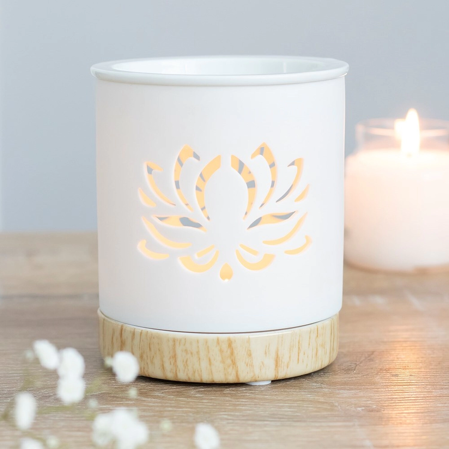 Handgefertigter weißer Lotusblumen-Keramik-Wachsschmelzbrenner