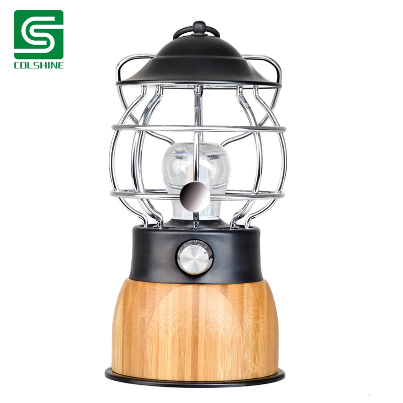 Bamboo Camping Light Laterne Tischlampe mit USB Power Bank