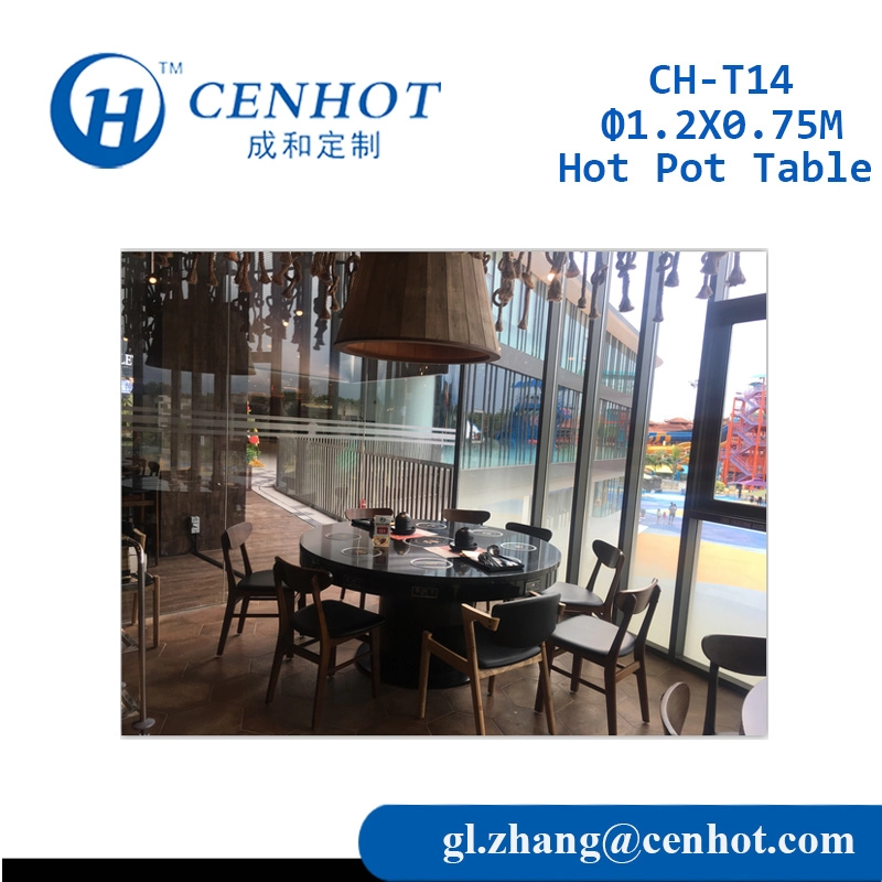 Runde Hot-Pot-Tische,Hot-Pot-Tische aus schwarzem Marmor,Hotpot-Esstische und -Stühle - CENHOT