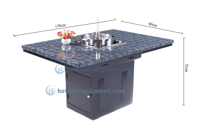 Quadratischer Hotpot-Tisch, Größe CH-T25 – CENHOT