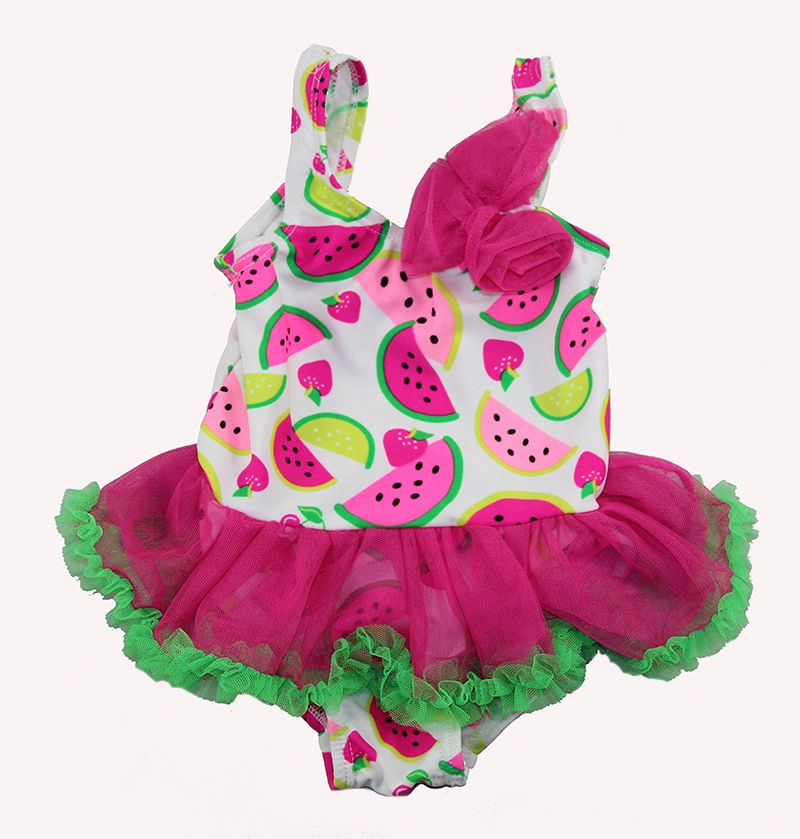 Niedliche Wassermelone umsäumte Baby-Mädchen-Einteiler-Badebekleidung