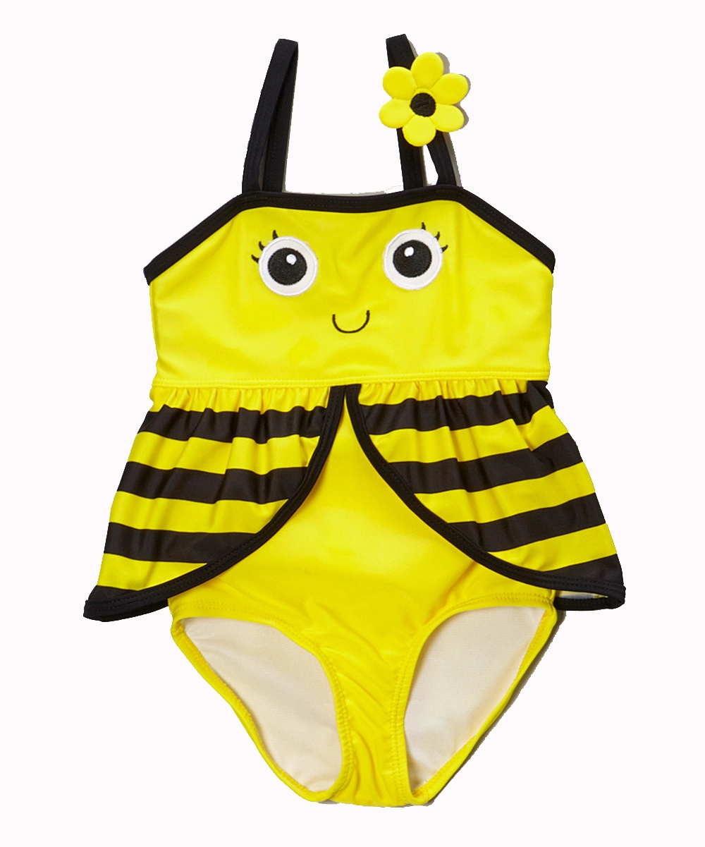 Cute Bees Riemchen Gelb Kinder Mädchen Einteiler Badeanzüge