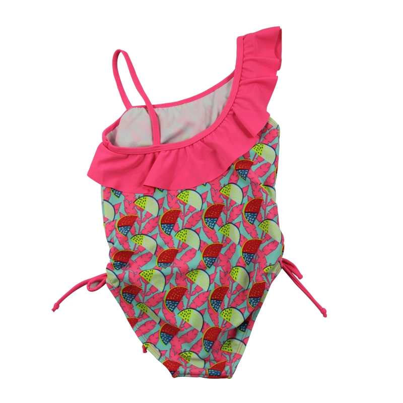 Wassermelonenrote Rüschen-Badeanzüge für kleine Mädchen