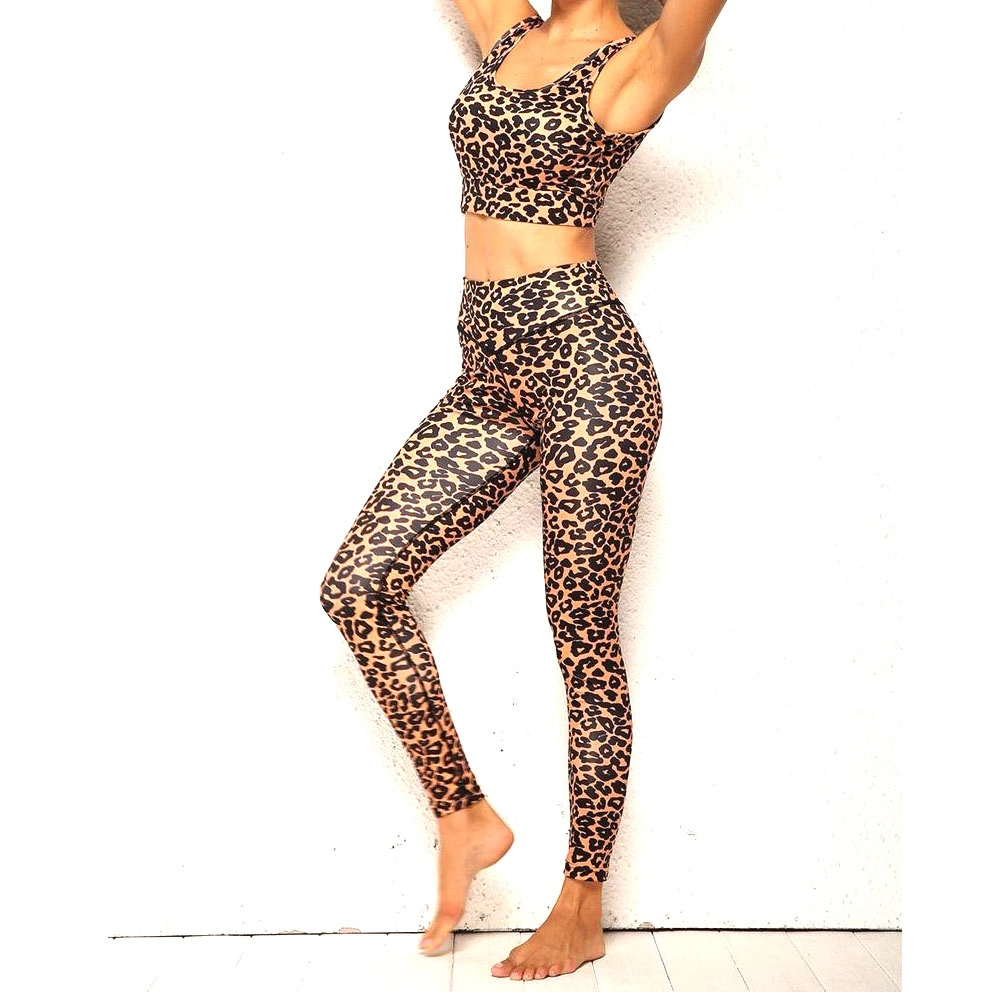 2-teiliges Fitness-Workout-Leopard-Yoga-Set