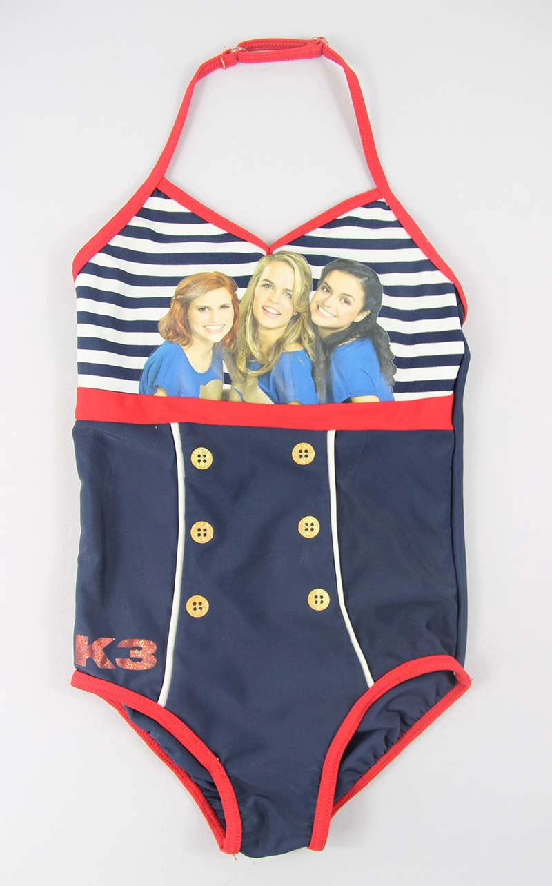 Einteilige Badeanzüge mit marineblauen Streifen für Mädchen