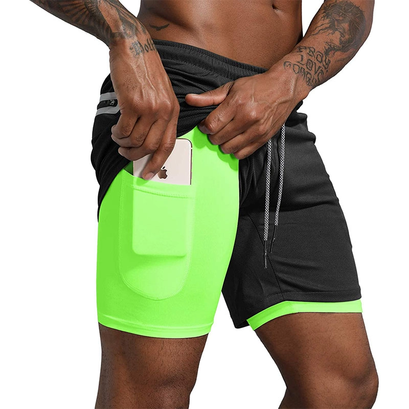 2-in-1-Workout-Laufshorts für Herren, leicht, für Training, Yoga, Fitnessstudio, 17,8 cm (7 Zoll), mit Reißverschlusstaschen
