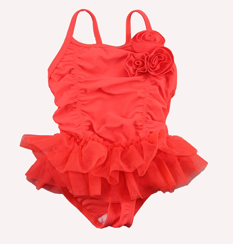 Leuchtend roter, einteiliger Badeanzug für kleine Mädchen