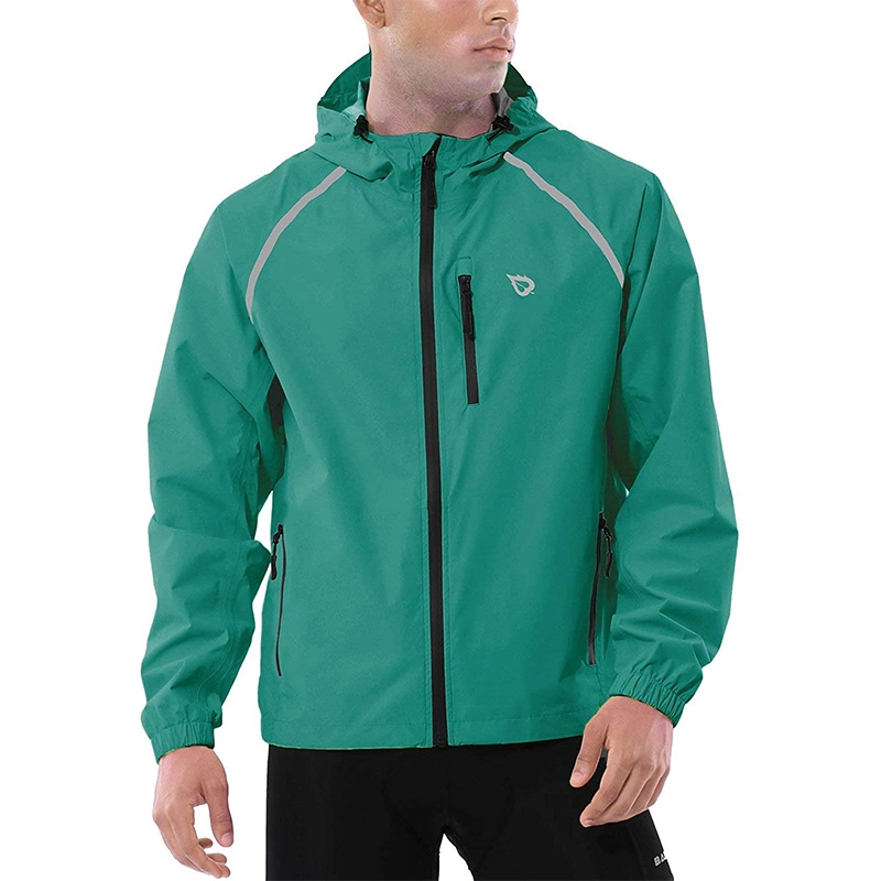 Herren Radfahren Laufjacke Wasserdicht Reflektierend Leichte Windjacke Winddicht Fahrradjacke Mit Kapuze Verpackbar