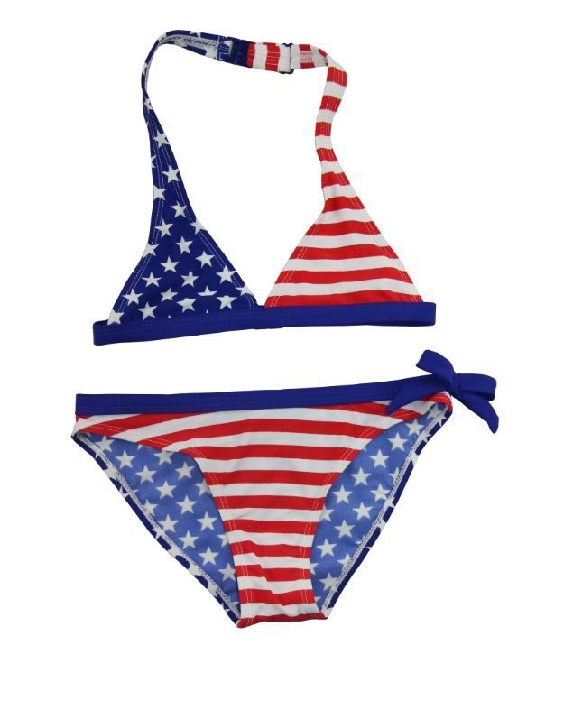 Kid Mädchen amerikanische Flagge Triangel-Bikini-Set