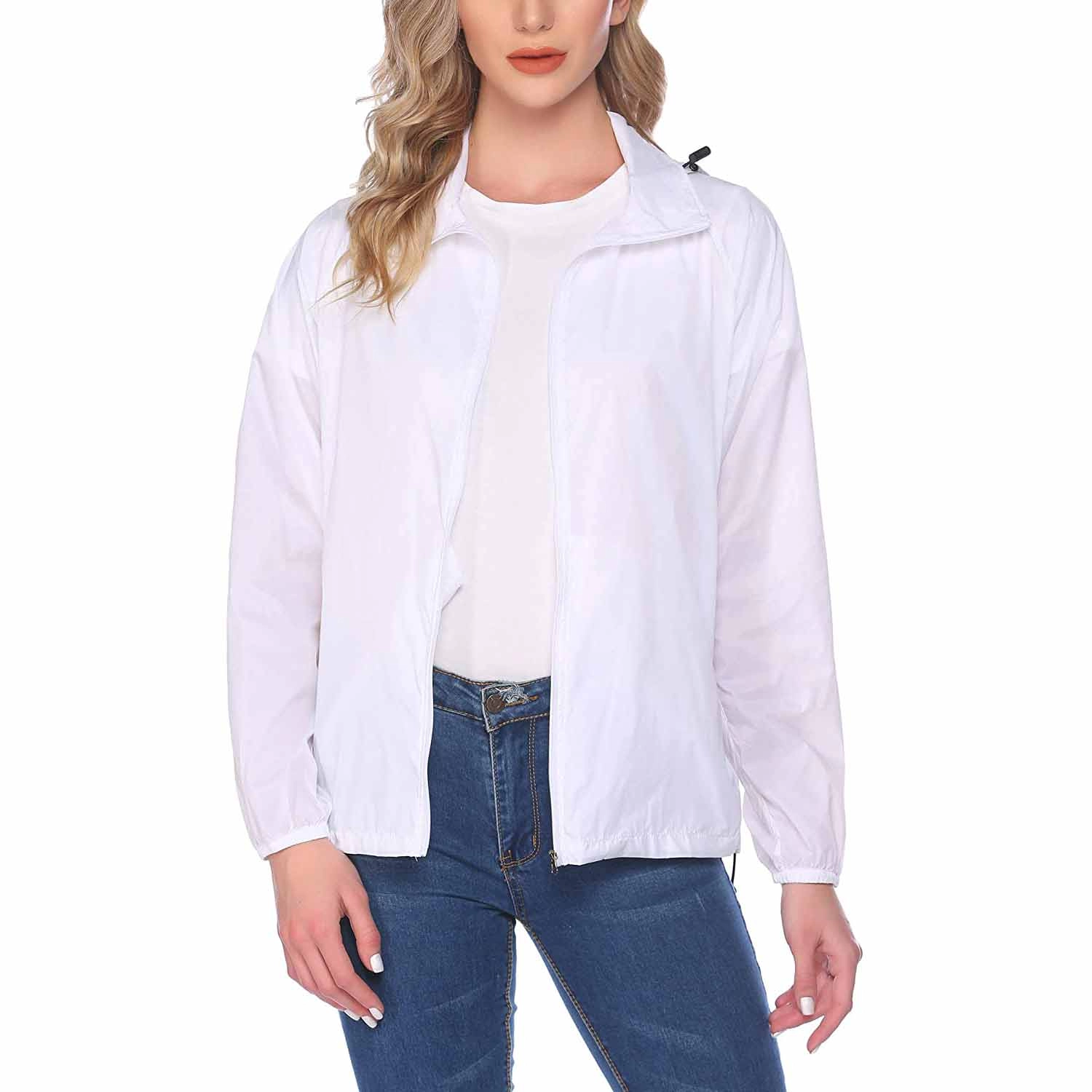 Leichte Windjacke für Damen, verstaubarer Regenmantel, wasserdichte Jacke mit Kapuze