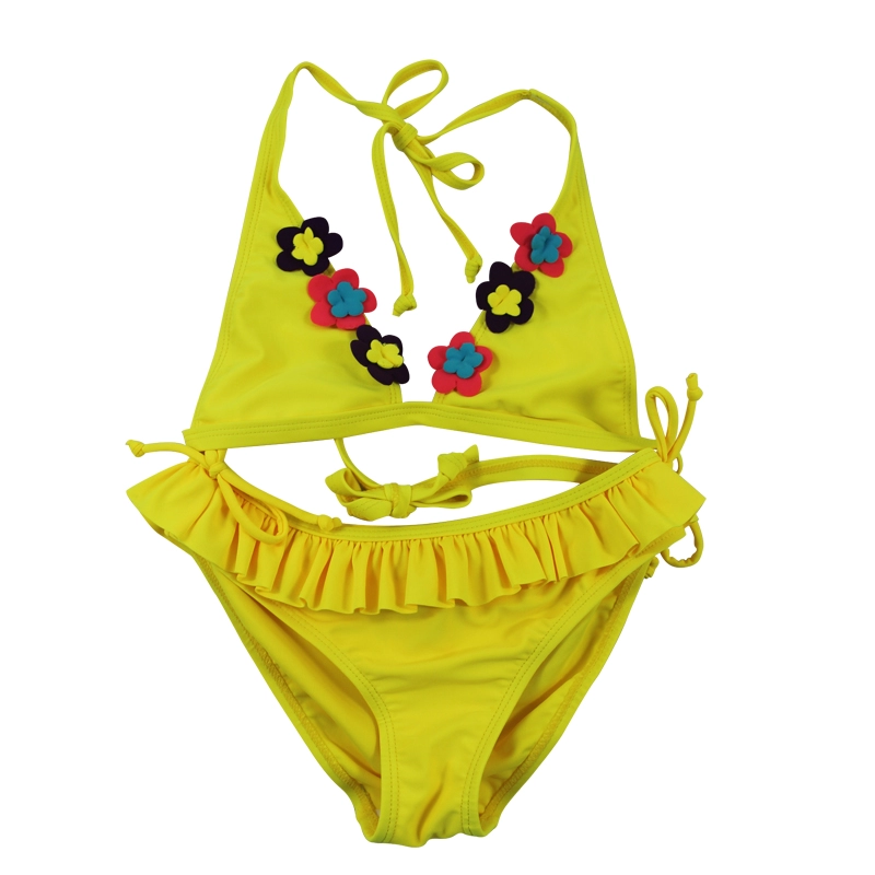 Gelbe Halfter-Bikini-Schwimmsets für Mädchen