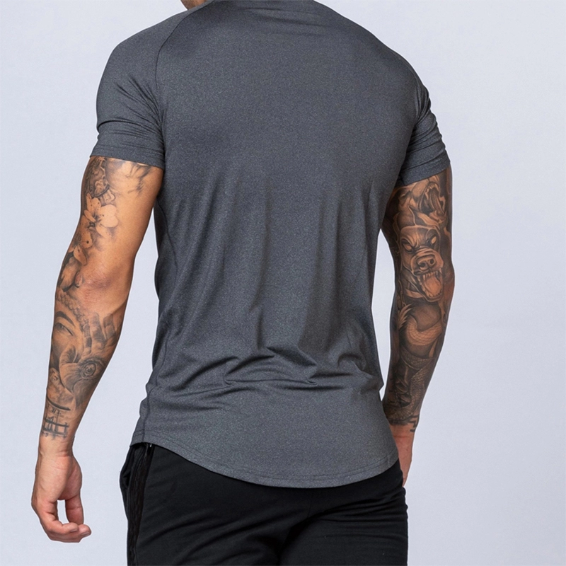 Atmungsaktives Polyester-Fitness-T-Shirt mit Rundhalsausschnitt für Herren