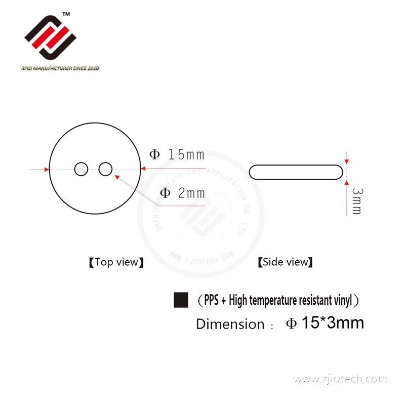 HF ICode Slix 15 mm rundes hitzebeständiges PPS-RFID-Tag