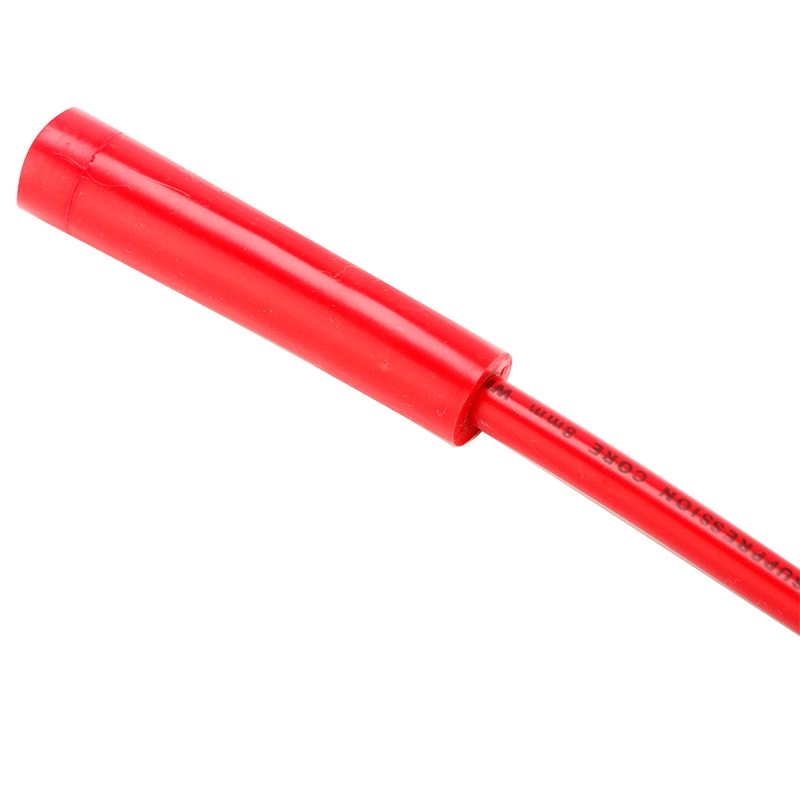 8 mm roter Zündkerzenkabelsatz mit geraden Silikonmanschetten