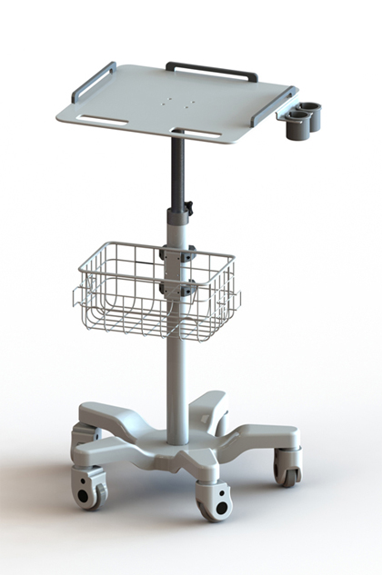 Höhenverstellbarer EKG-Wagen mit Scanner-Hängeschale