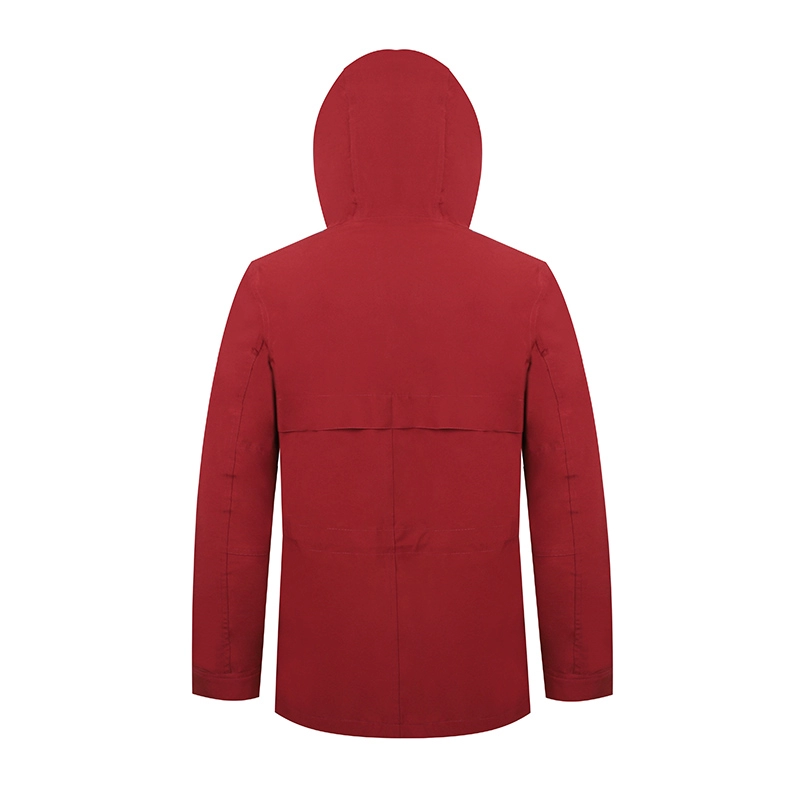 Wasserdichte Windbreaker-Jacke für Damen im roten, langen Stil