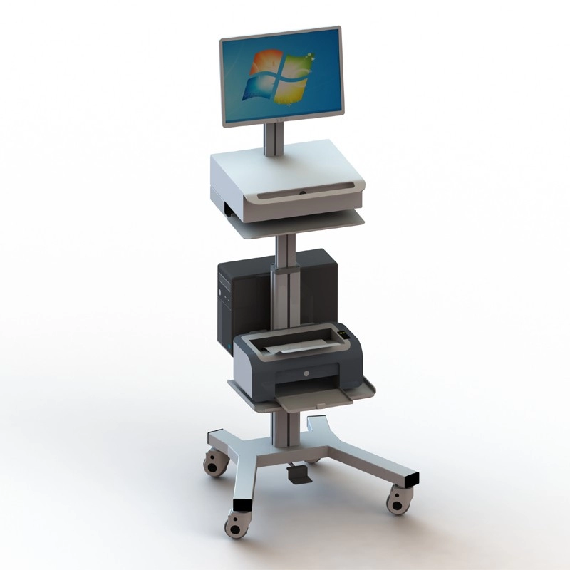 Höhenverstellbarer medizinischer Computerwagen mit Schublade
