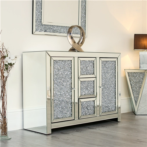 Luxus-Wohnzimmer Crushed Diamond Spiegelschrank