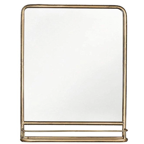 Spiegel aus Metallbronze mit Regal