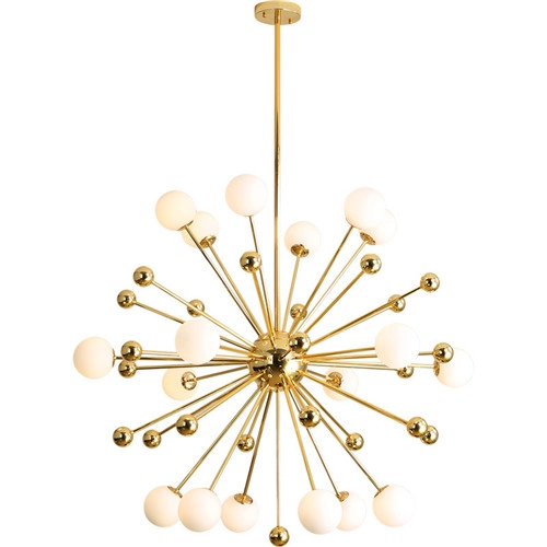 18 Licht Mid-Century Modern Gold Sputnik Globe Kronleuchter