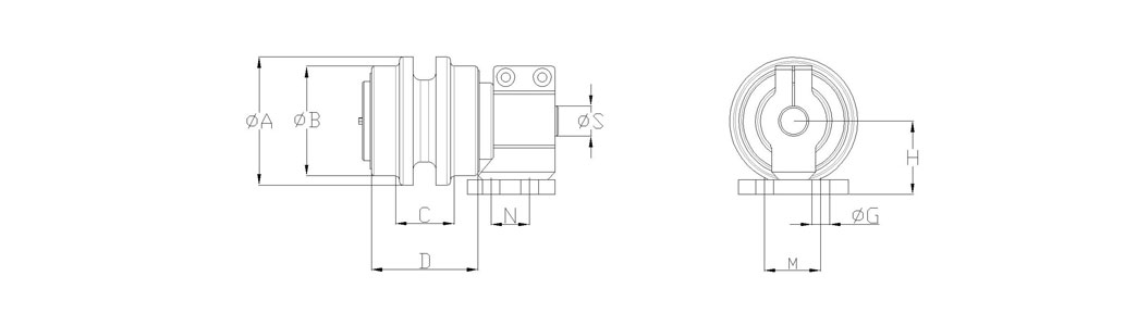 carrier roller main dimensions