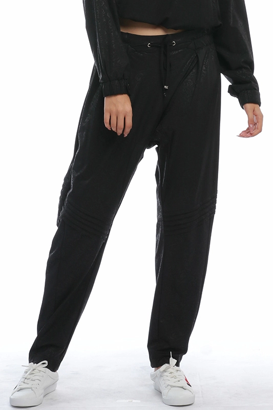 OEM-Hersteller lose elastische hohe Taille Polyamid Spandex Stilvolle schwarze Blumenbeschichtung Damen Bleistifthose Lässige Damen Jogger