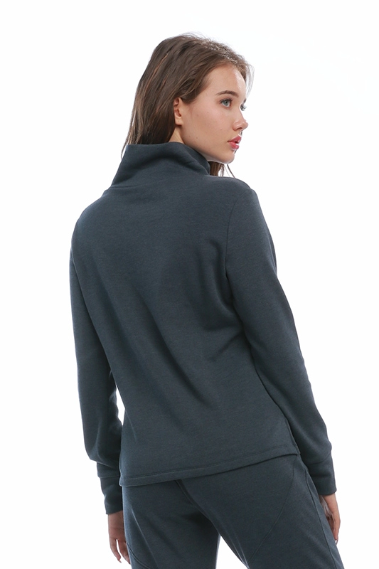 Hersteller Custom Basic Long Sleeve High Collar Solid Side Slit Pullover Sweater Damen Sweatshirt