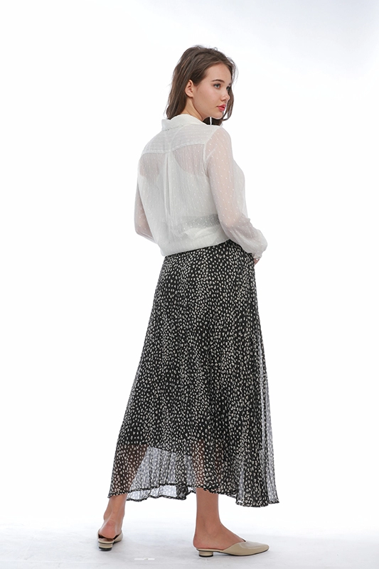 Lange Chiffon-Röcke in A-Linie für Damen mit lässigem Punktdruck
