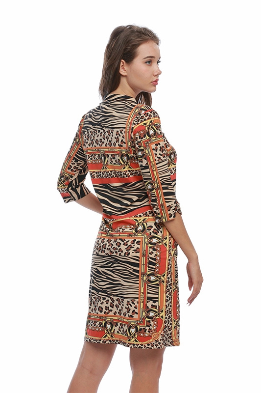 Neues Tier-Leopard-Druck-Strick-elegantes Damen-Freizeitkleid für Mädchen