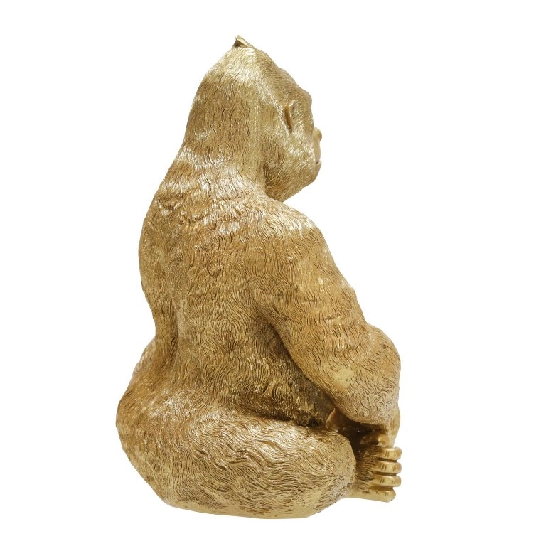 Goldene sitzende Gorilla-Figur aus Harz
