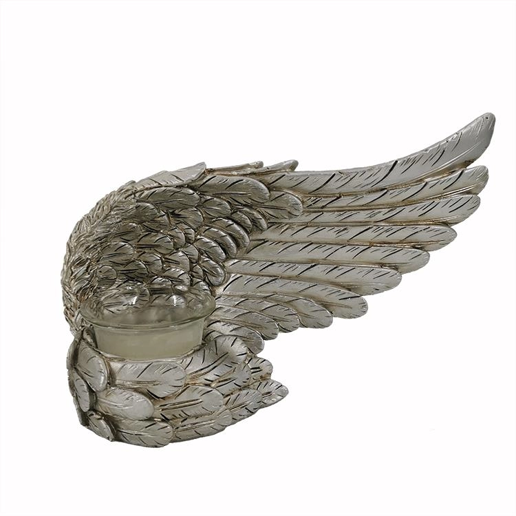 Engelsflügel Figur Kerzenhalter aus Harz Silber