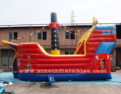 8 x 4 m große aufblasbare Piratenschiff-Rutsche für Kinder aus bleifreier PVC-Plane