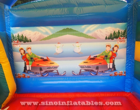 Sportliche aufblasbare Kombi-Hüpfburg für Kinder mit Rutsche, zertifiziert nach EN14960 aus bester PVC-Plane