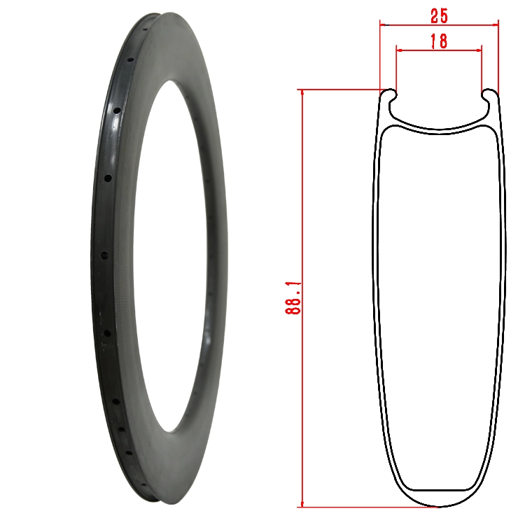 88 mm Carbon-Straßenfelge RR03 für Drahtreifen/schlauchlosen Reifen