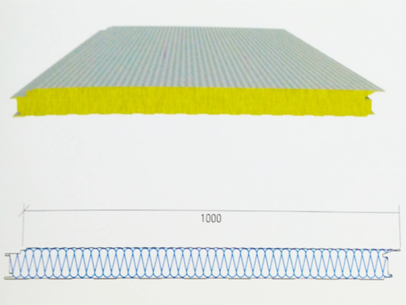 50–150 mm dicke Steinwolle-Sandwichplatte für Metallwandverkleidungssystem