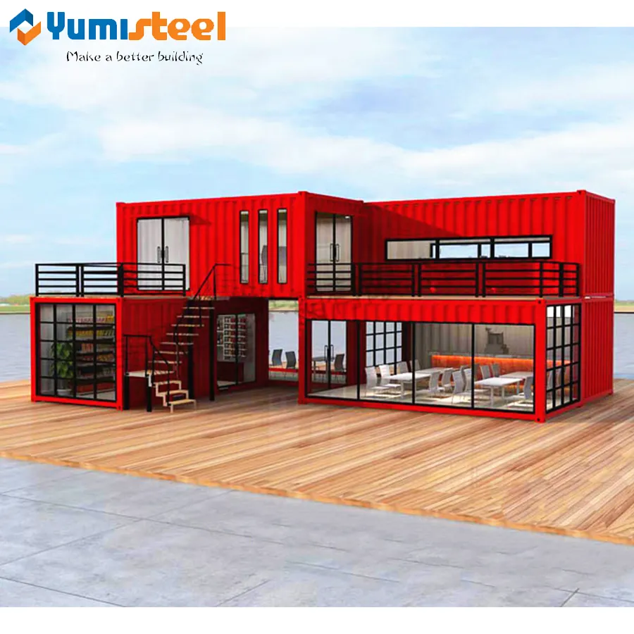 Modernes, modisches, maßgeschneidertes Versandcontainerhaus mit Wellenfassade
