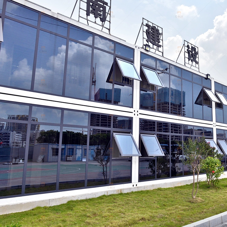 Modulares Bürogebäude aus Glas mit Flachcontainerhaus