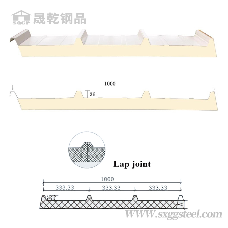 60 mm 100 mm wasserdichte PU-Sandwichplatte für Dachsysteme
