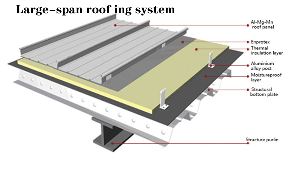 Dachbahnsystem mit großer Spannweite