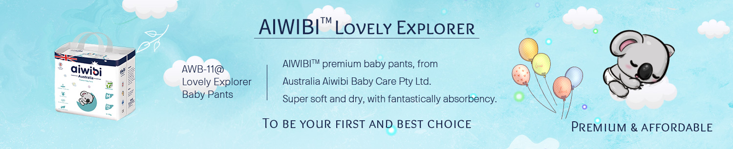 Atmungsaktive AIWIBI Einweg-Babyhose in Q-Form mit superweicher, geprägter Perlenoberfläche