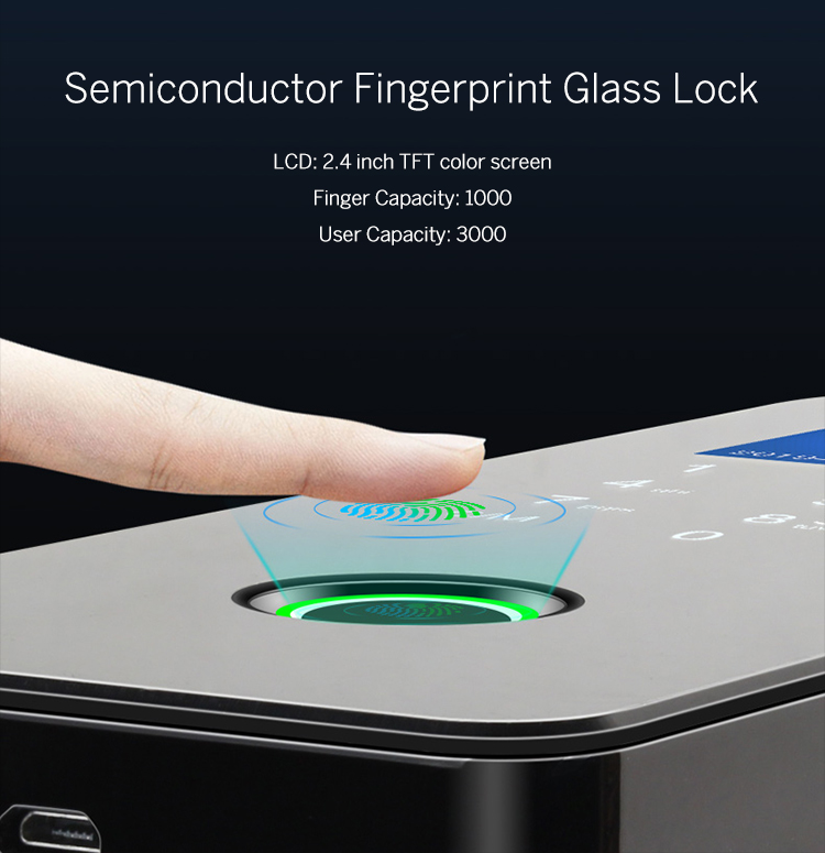 Glastürschloss mit Fingerabdruck