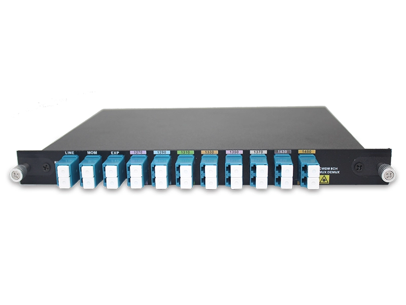 Dual Fiber 8CH 1270–1450 nm (1390/1410 nm überspringen) CWDM MUX DEMUX mit Monitor und EXP, LC/UPC, Plug-in LGX Box