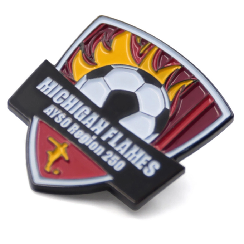 Hartemail-Anstecknadel mit Fußball-Logo des Herstellers