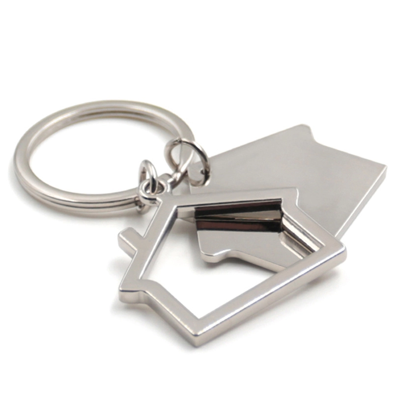 Fabrikspezifischer Schlüsselanhänger aus Metall in Hausform